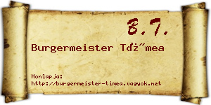 Burgermeister Tímea névjegykártya