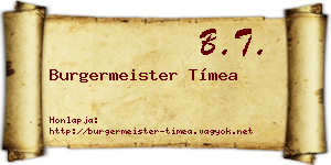 Burgermeister Tímea névjegykártya